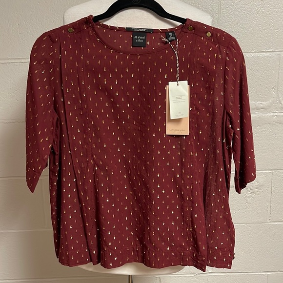 Scotch & soda top, NEW with tag, maroon& gold - Picture 1 of 5